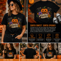 Sorta Sweet Sorta Spooky Halloween Pumpkin T-Shirt – Cute Floral Jack-O’-Lantern Graphic Tee