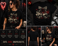Coquette Skull Cherry Gothic T-Shirt – Dark Aesthetic Goth Graphic Tee for Women