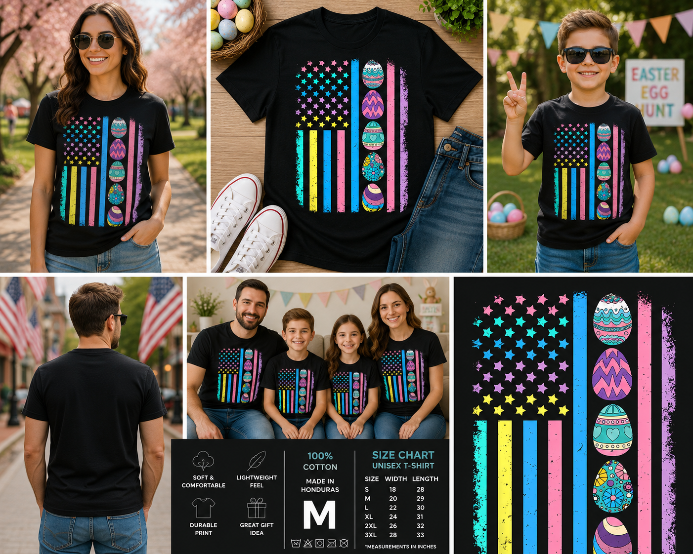 Patriotic Easter Egg American Flag Shirt, Funny Easter USA Flag Tee, Retro Easter Egg Graphic T-Shirt, Fourth of July Easter Shirt, Family Matching Easter Tee