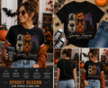 Spooky Season Halloween T-Shirt – Vintage Ghost Pumpkin Black Cat Graphic Tee
