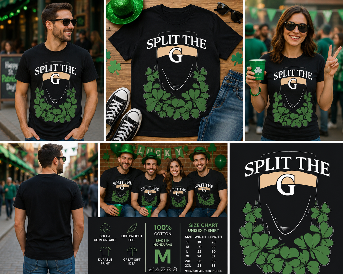 Funny Split The G Shirt, St. Patrick’s Day Beer Tee, Irish Shamrock Drinking Shirt, Lucky Clover Pub Crawl T-Shirt, Funny Paddy’s Day Graphic Tee