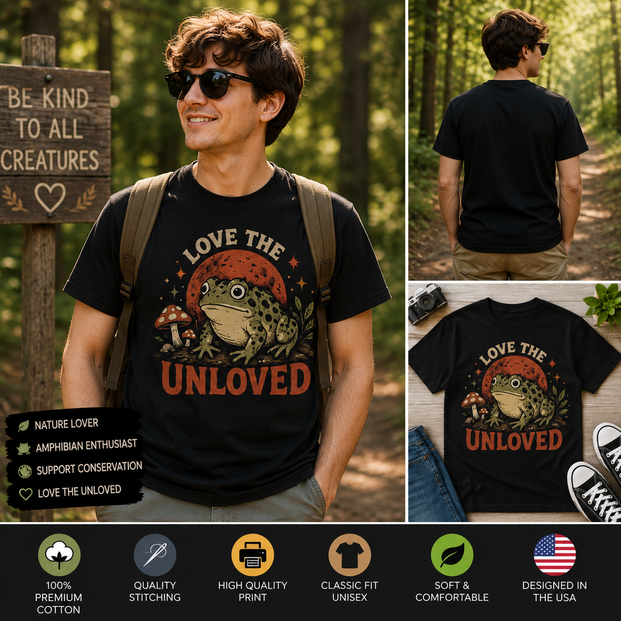 Love The Unloved Frog Shirt – Cute Amphibian Science Nature Lover Graphic T-Shirt