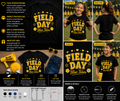Field Day Blue Team Cute Yellow Floral School Spirit T-Shirt