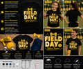 Field Day Blue Team Cute Yellow Bow School Spirit T-Shirt