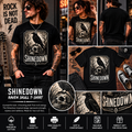 Shinedown Raven Skull Graphic T-Shirt – Gothic Rock Band Inspired Unisex Black Tee for Alternative Music Fans