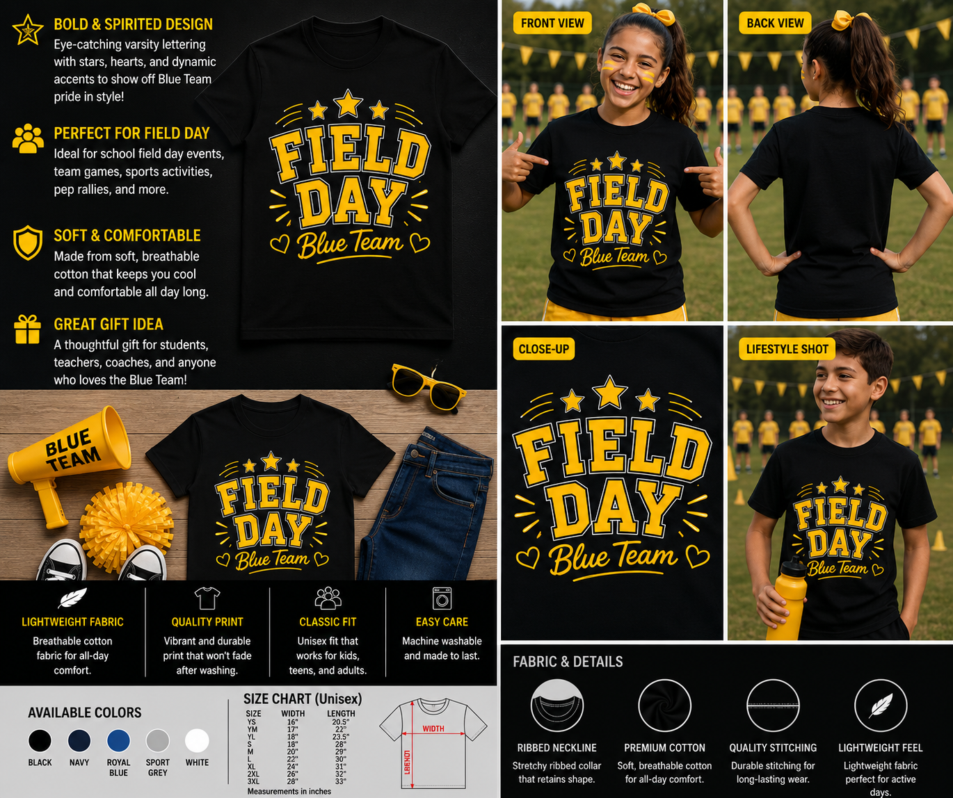 Field Day Blue Team Varsity Style School Spirit T-Shirt