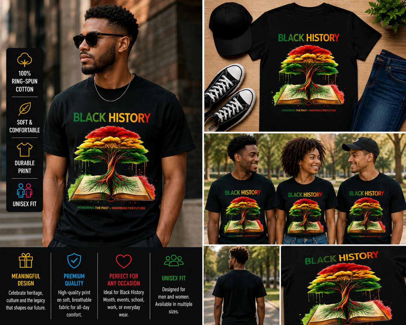 Black History Shirt Heritage Roots Legacy Pride Graphic T-Shirt Unisex Tee