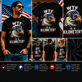 WTF Is A Kilometer? Funny Patriotic Eagle American Flag T-Shirt – Freedom Humor Graphic Tee for Men, Women & Teens
