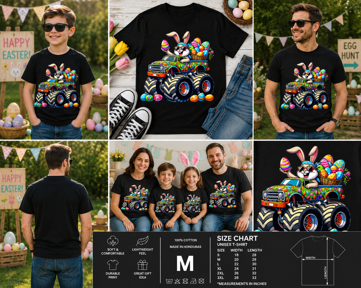 Easter Bunny Monster Truck Eggs T-Shirt – Funny Rabbit Off-Road Graphic Tee for Kids & Adults