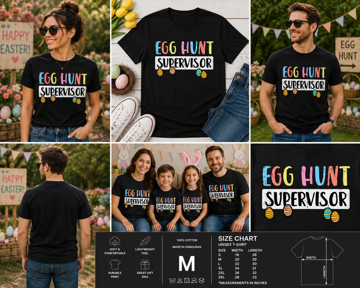 Egg Hunt Supervisor Easter T-Shirt – Funny Easter Eggs Graphic Tee for Men, Women & Kids