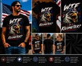 WTF Is A Kilometer? Funny Screaming Eagle Patriotic T-Shirt – American Flag Freedom Humor Graphic Tee for Men & Women