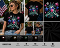 Patriotic Statue of Liberty Heart Hands Bubblegum USA Stars Graphic T-Shirt