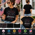 America Home of the Brave Fireworks T-Shirt – Patriotic 1776 Independence Day Graphic Tee, 4th of July USA Celebration Shirt
