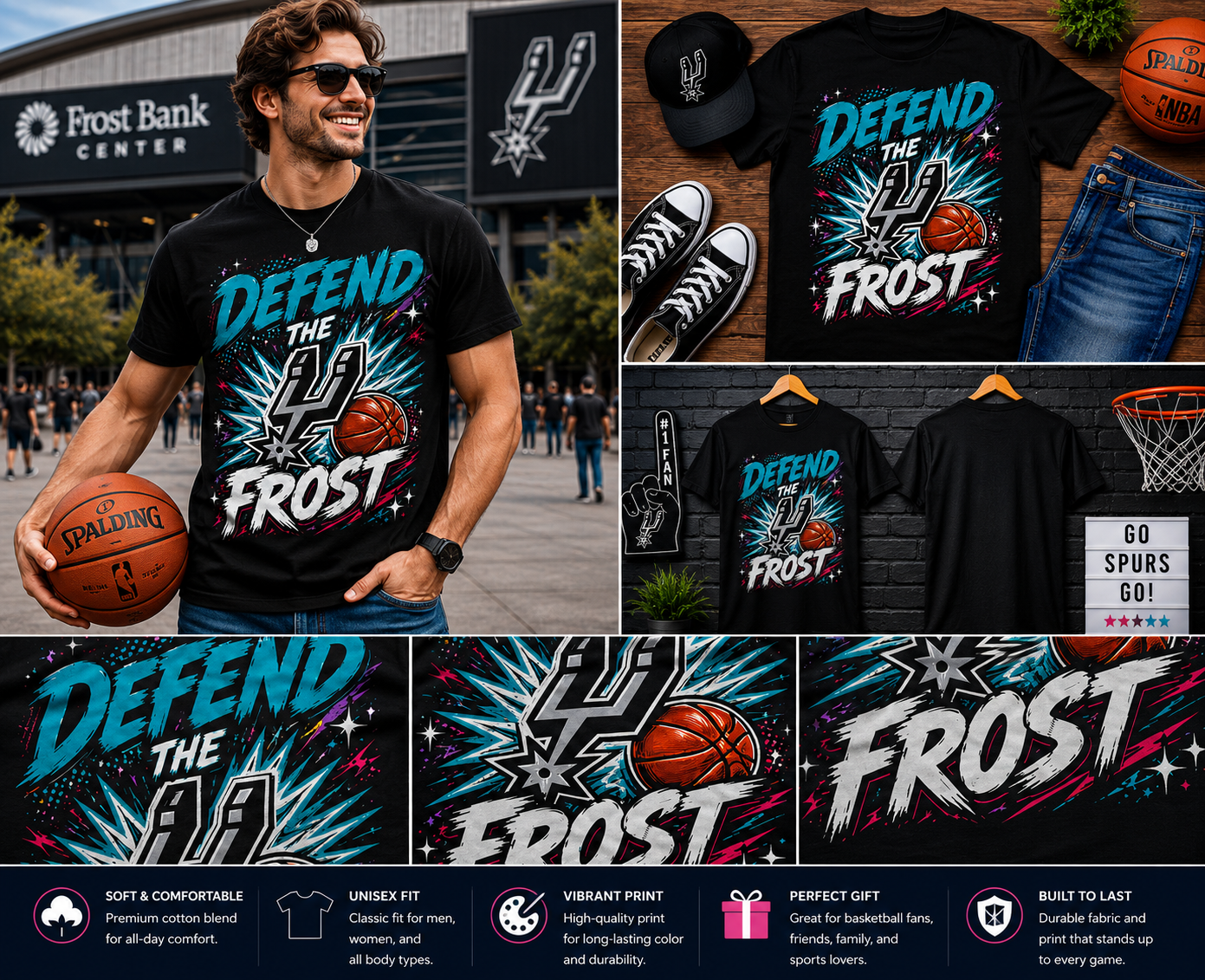Defend the Frost Retro Basketball T-Shirt – Vintage San Antonio Basketball Fan Graphic Tee for Men & Women