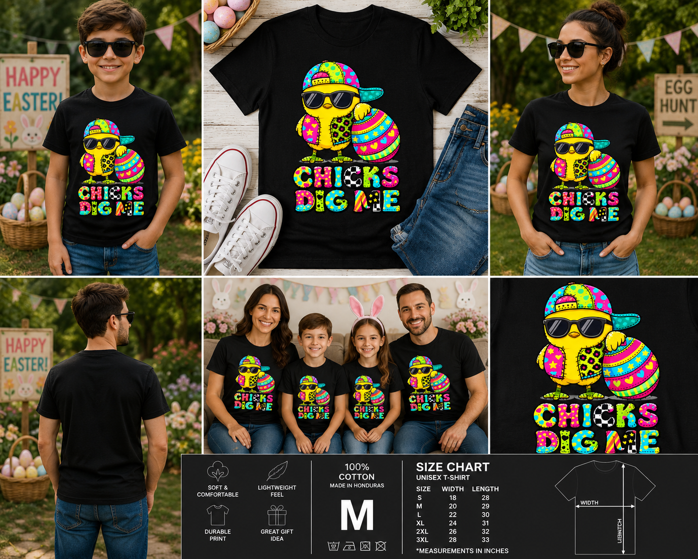 Chicks Dig Me Easter T-Shirt – Funny Cool Chick Easter Graphic Tee for Kids, Men & Women