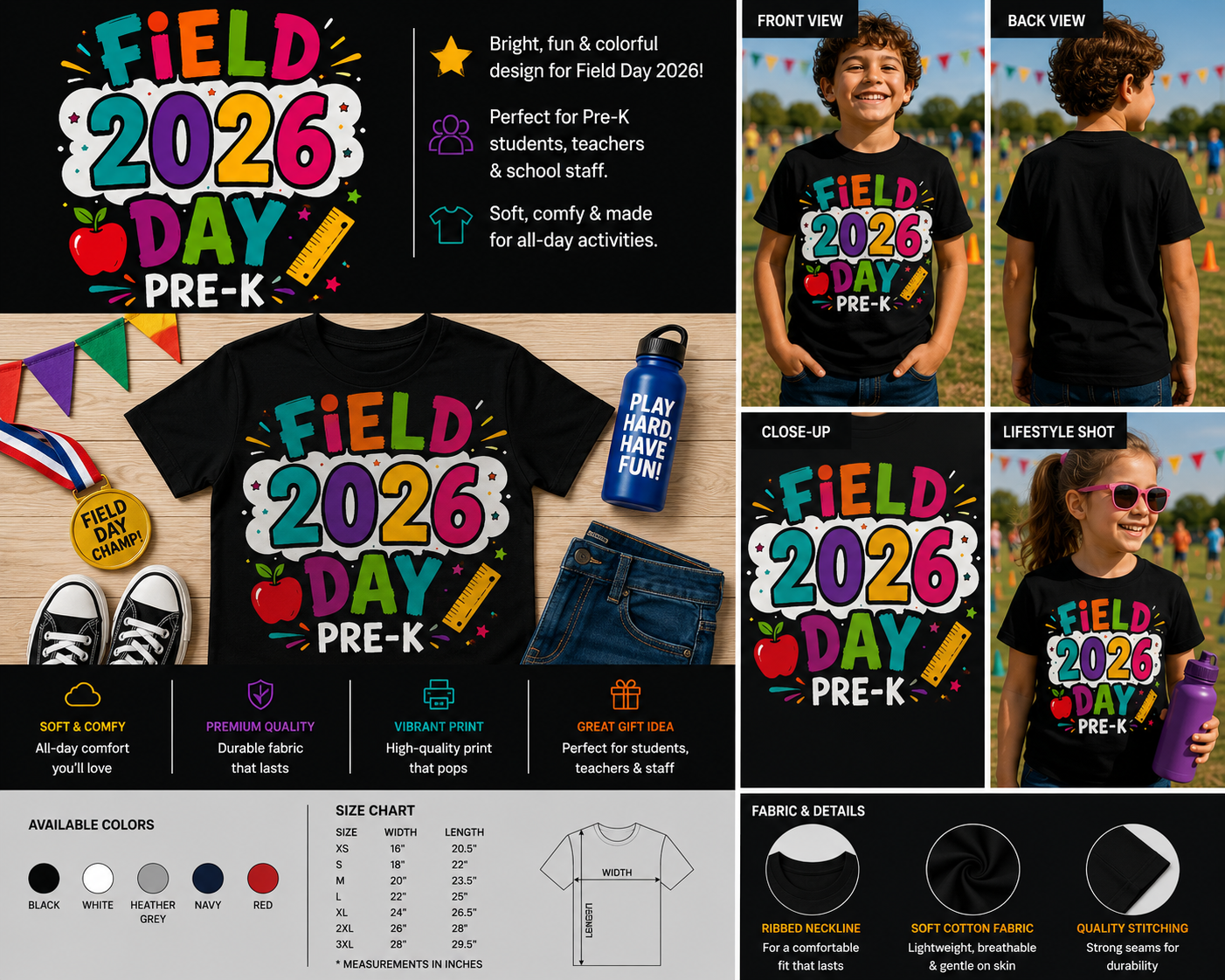 Field Day 2026 Pre-K Shirt – Fun Preschool Field Day T-Shirt for Kids, Teachers & School Staff
