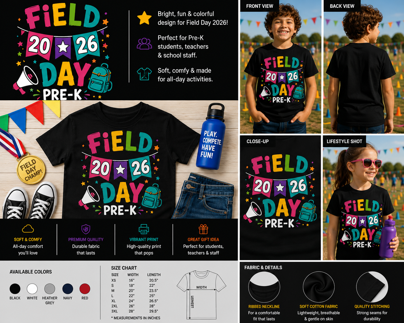Field Day 2026 Pre-K Shirt – Cute Preschool Field Day T-Shirt for Kids, Teachers & School Events