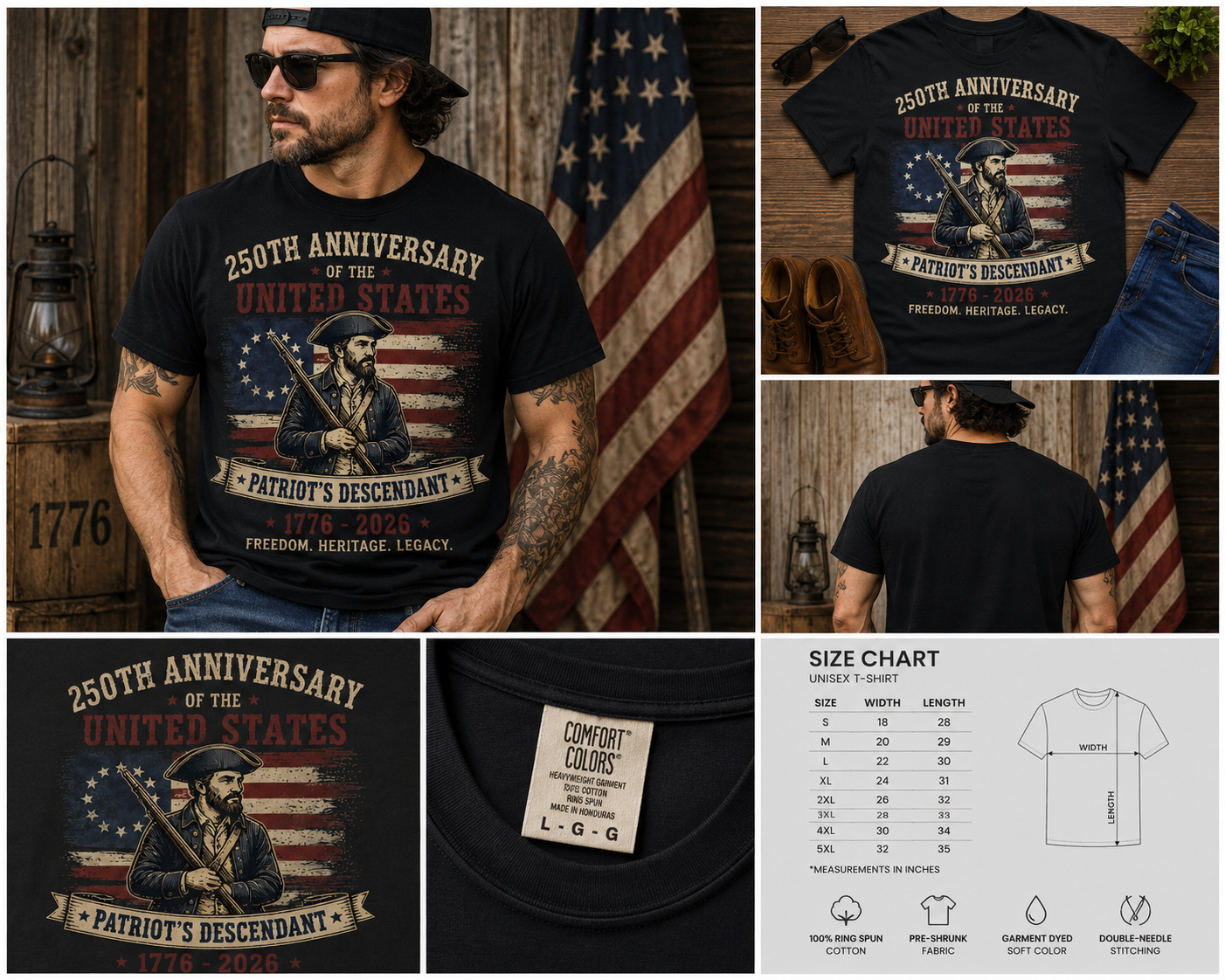250th Anniversary Patriot’s Descendant Vintage USA T-Shirt