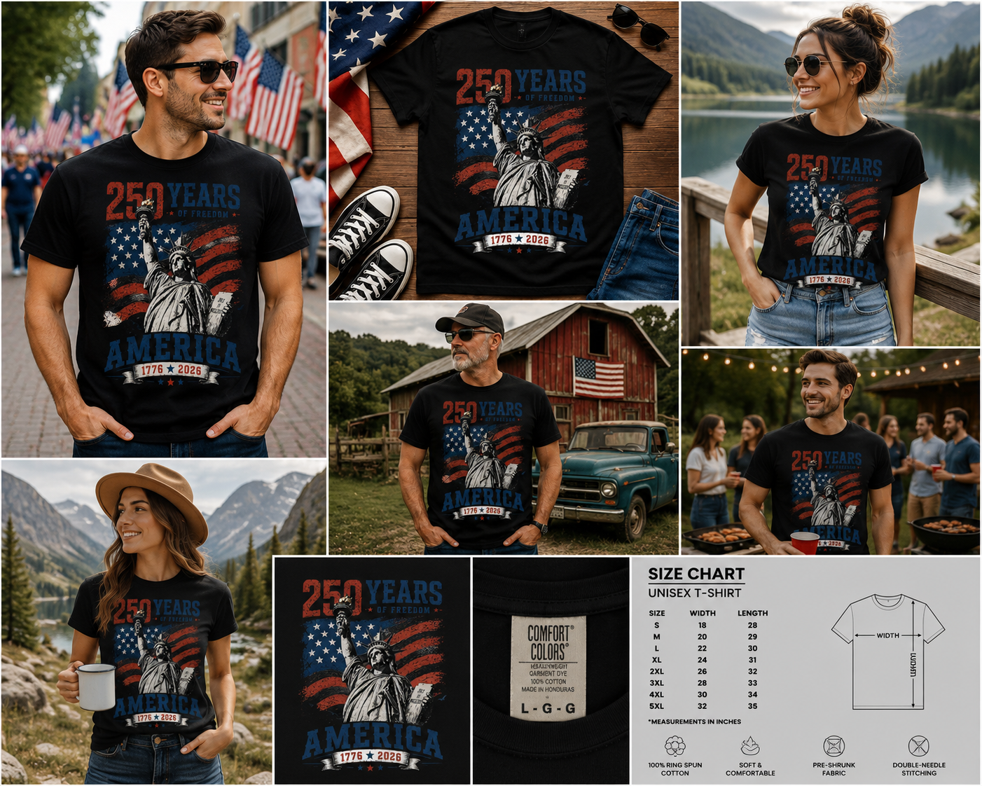250 Years of Freedom America T-Shirt | USA 1776–2026 Patriotic Anniversary Tee | Vintage Independence Day Shirt