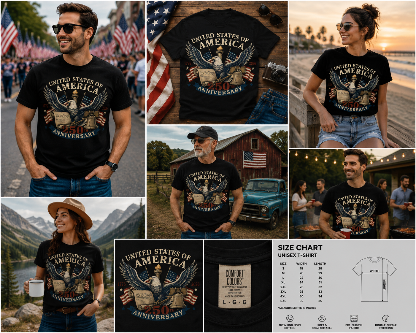 USA 250th Anniversary T-Shirt | 1776–2026 America Patriotic Eagle Tee | Vintage 4th of July Freedom Shirt